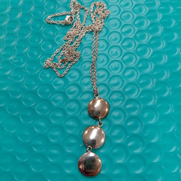 Tiffany Triple Disc Drop Long Necklace 15.9 Grams - Picture 5 of 8